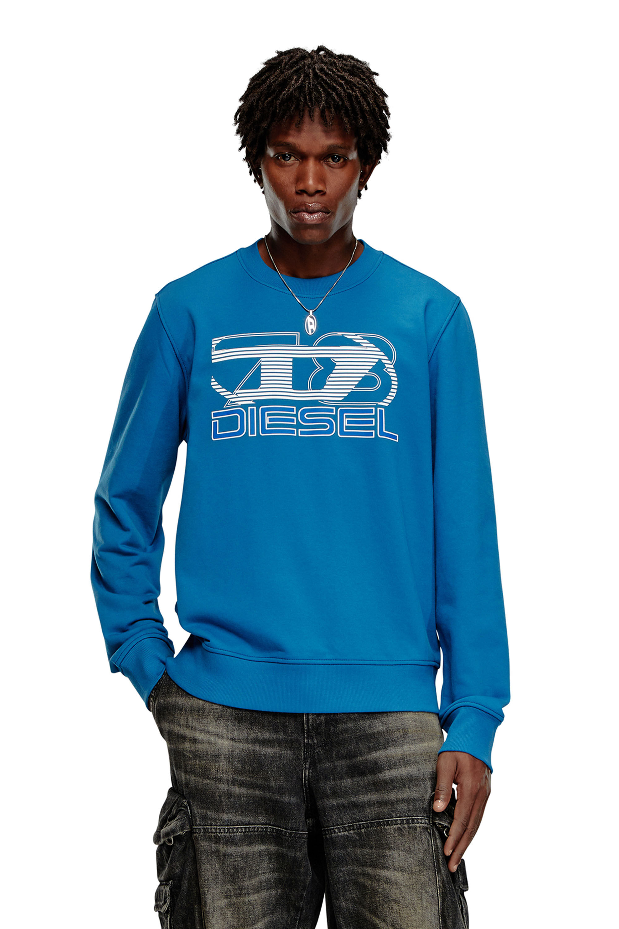 Diesel - S-GINN-K43, Man's Sweatshirt with logo print in Blue - 3